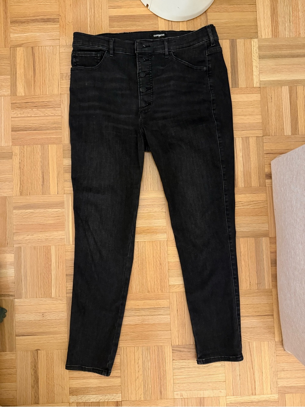 Express Women's Black High-Rise Button-Fly Skinny Jeans